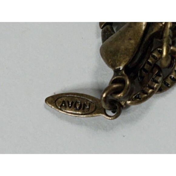 Vintage Avon Necklace and Bracelet Set Reds Oranges And Brass Clad Lucite - Picture 4 of 8